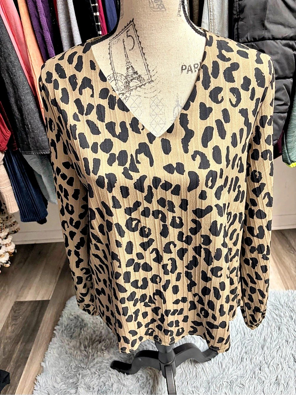 Leopard Print V-Neck Blouse